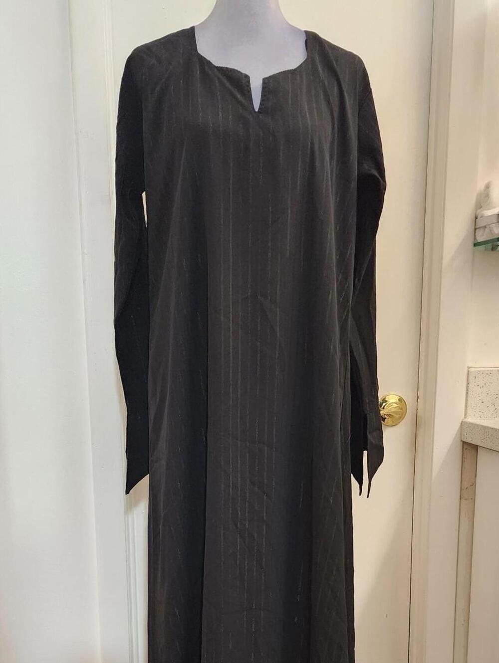 Black Lightweight Gothic Whimsigoth Renaissance Split Sleeve Maxi Dress Size L - Picture 2 of 7